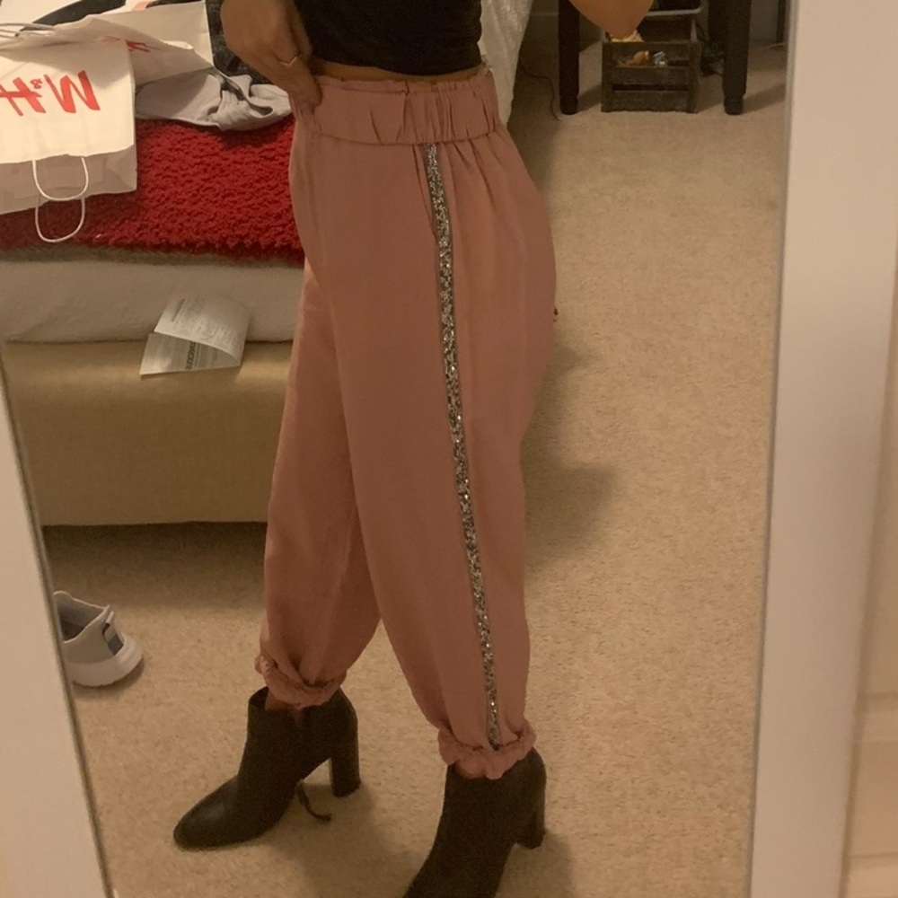 Pink Sequin Jogger Pants